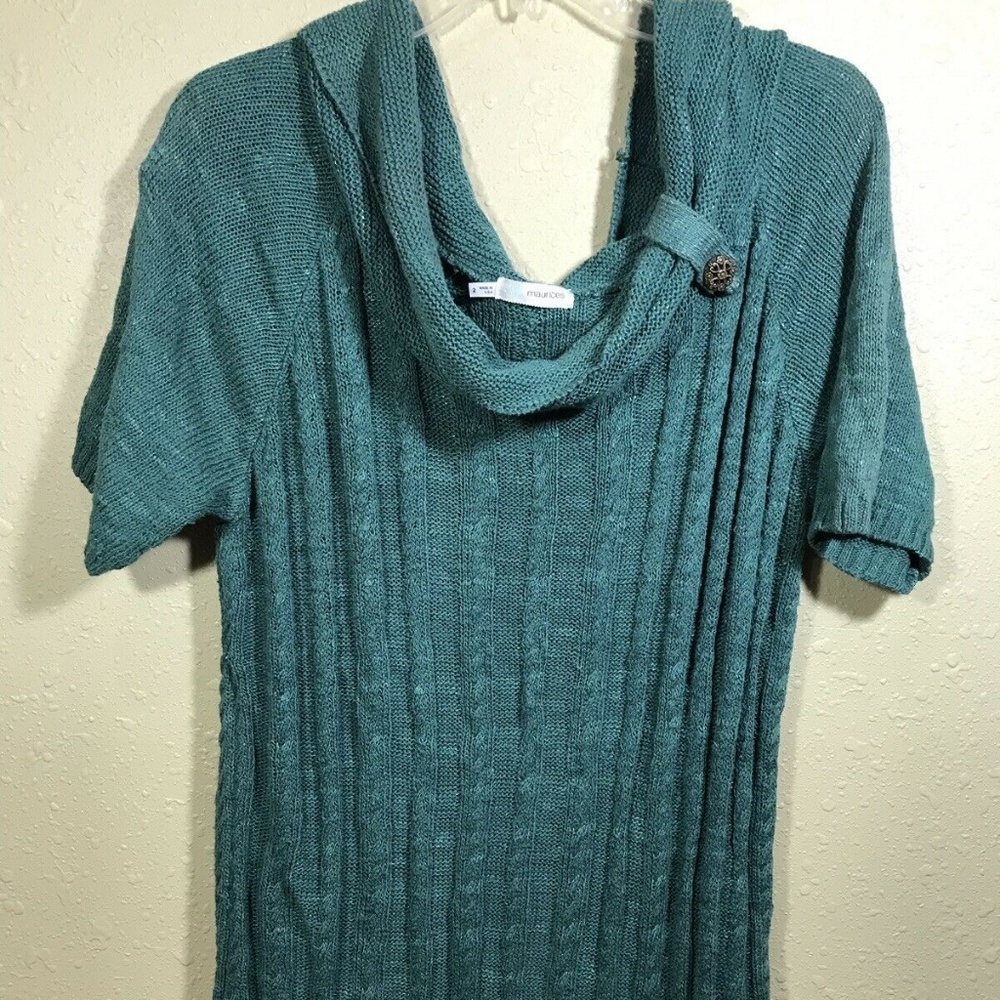 Maurices Off Shoulder Green Cable Knit Sweater 2X
